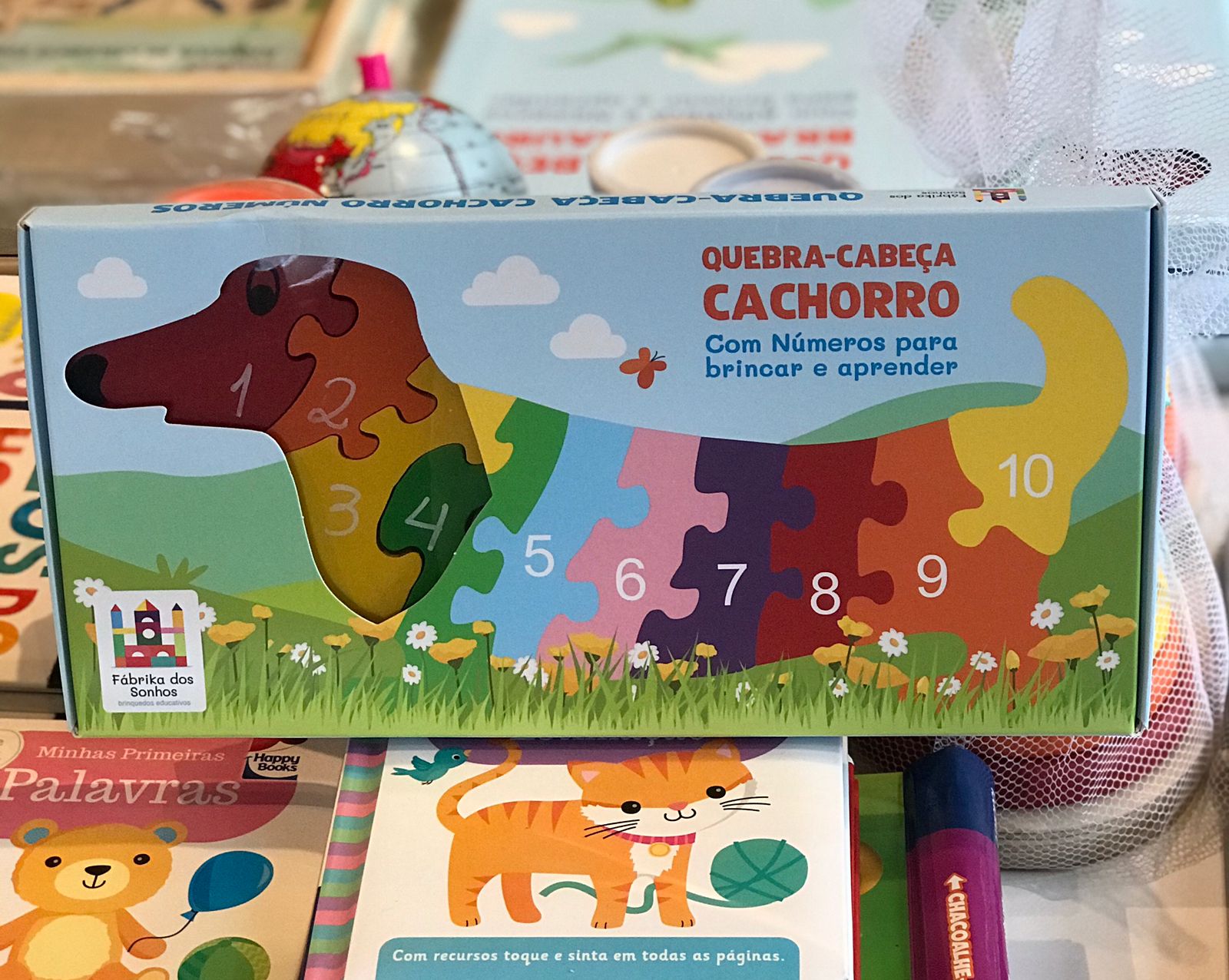 Quebra-Cabeça Educativo em Madeira Cachorro com Números